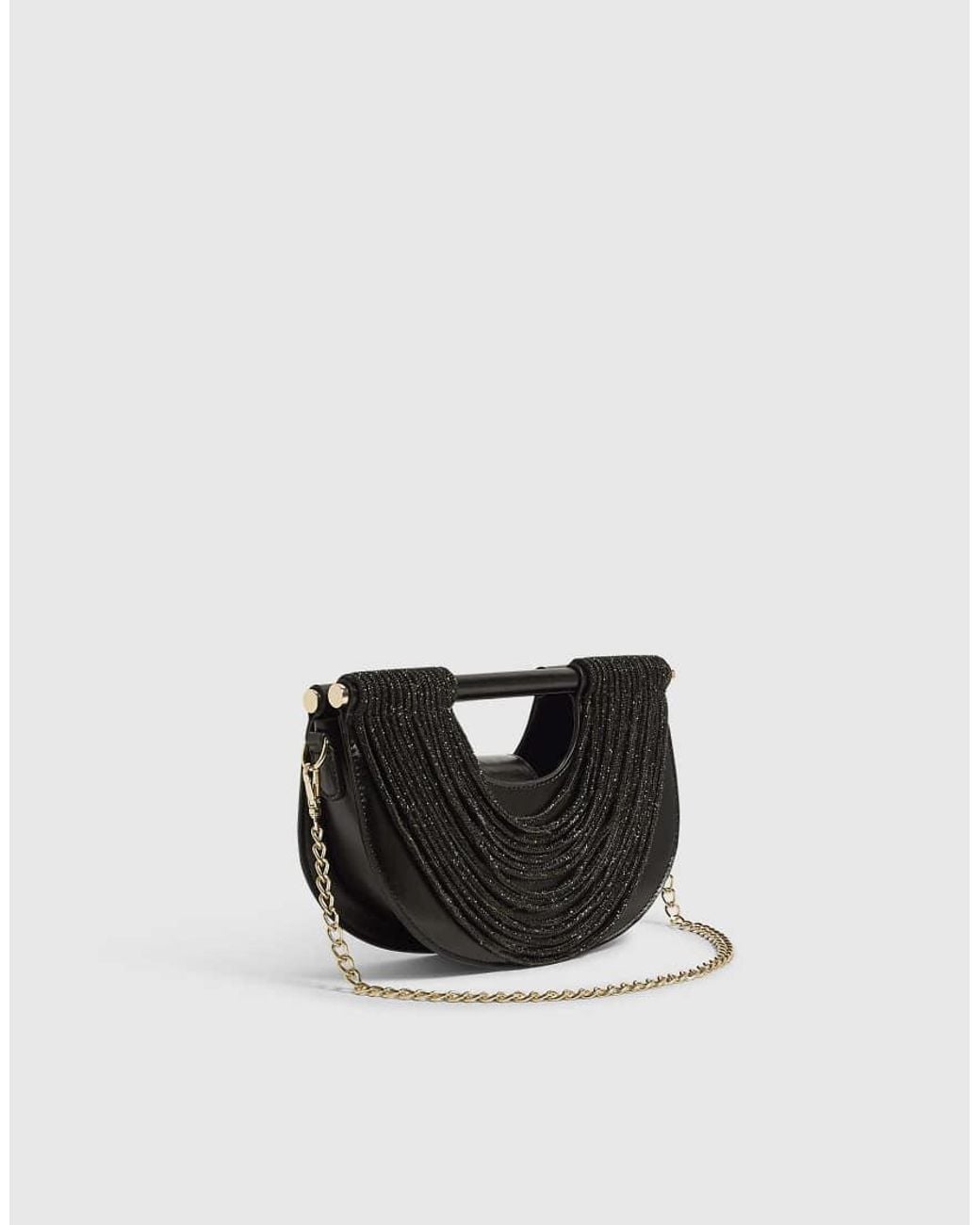 River Island Black Diamante Tube Clutch Bag