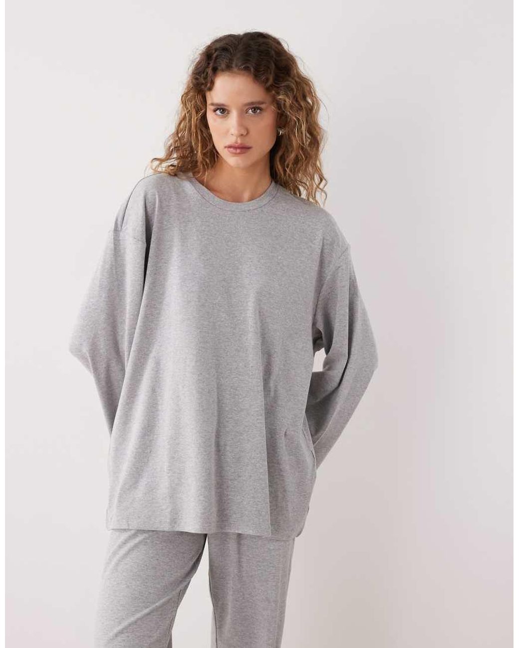 Weekday Gray Co-Ord Lounge Oversized Long Sleeve Top