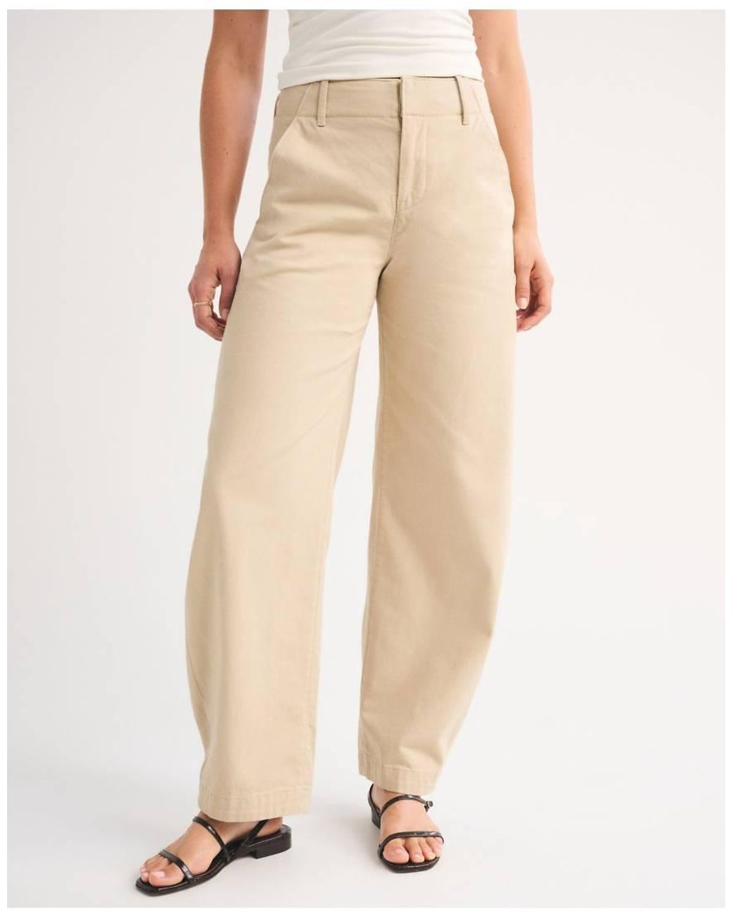 Abercrombie & Fitch Natural 100% Cotton High Rise Chino Barrel Pant