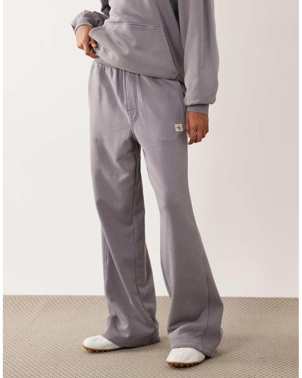 Calvin Klein Gray Woven Label Terry Trouser Co-ord