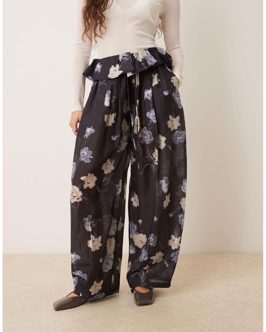 ASOS Multicolor Foldover Waist Detail Balloon Trousers
