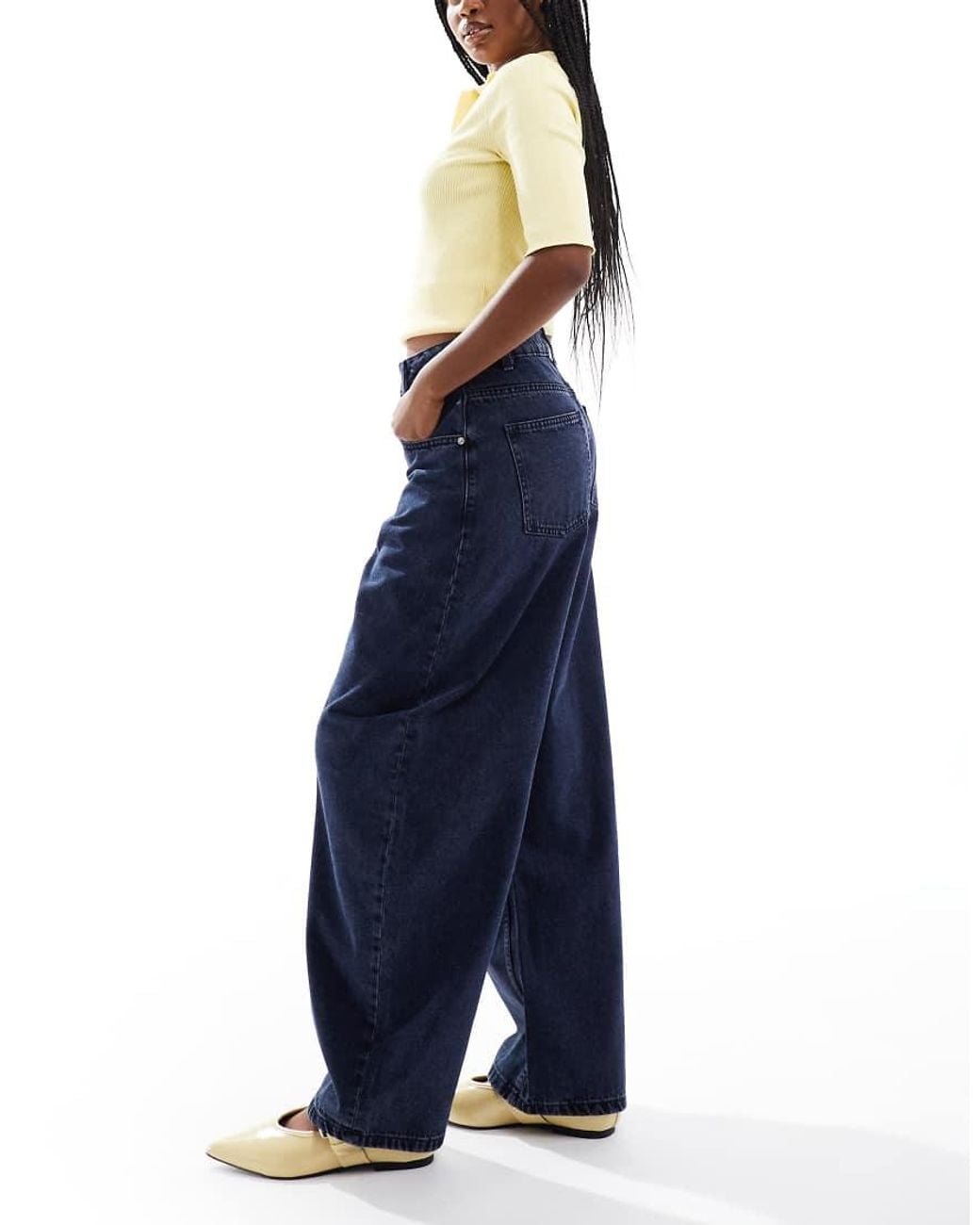 ASOS Blue High Waisted Barrel Leg Jeans