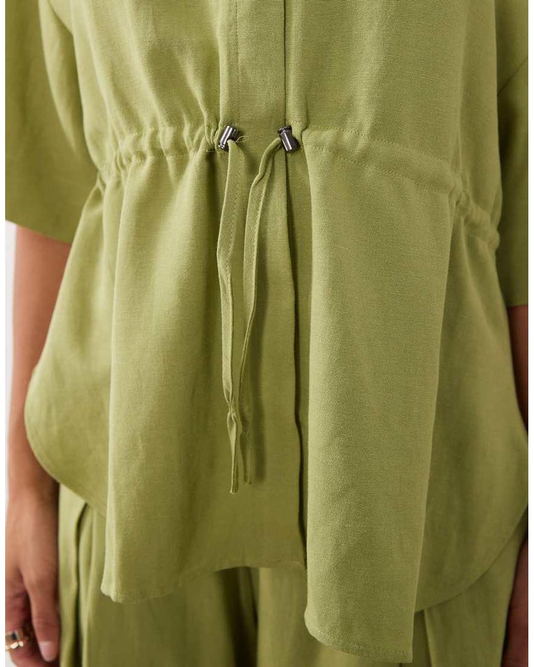 ASOS Green Cinched Soft Utility Shirt Set