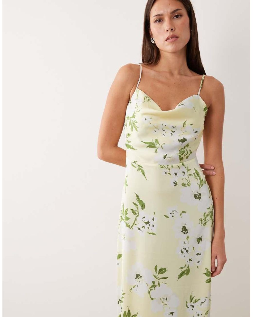 Vila Natural Satin Cowl Neck Maxi Dress