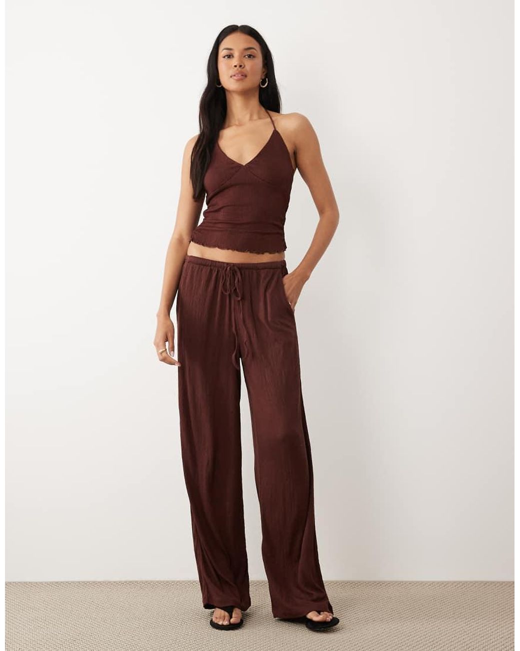 ASOS Brown Co-Ord Crinkle Cami Top