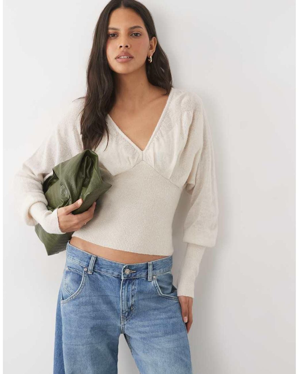 Cotton On Blue Feather V Knit Top