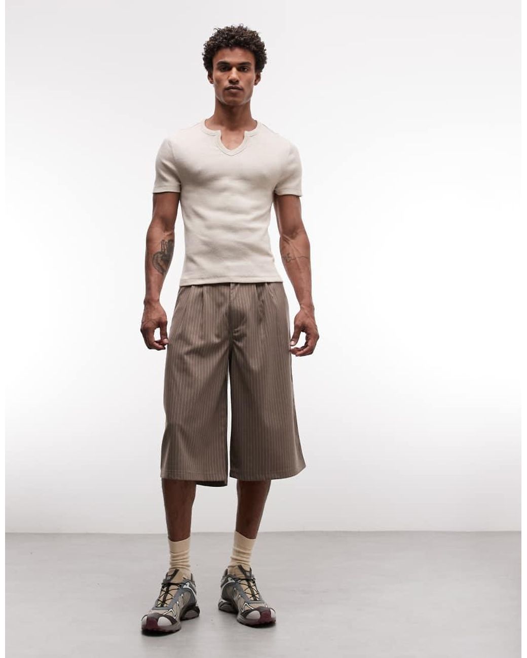 Collusion Multicolor Notch Neck Short Sleeve T-shirt for men