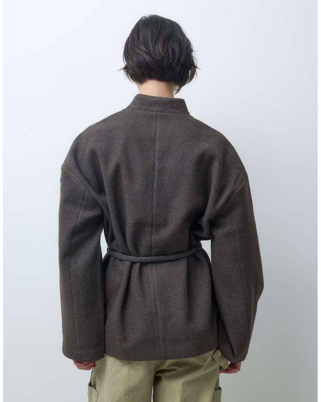 Aware Gray Wrap Front Tie Detail Short Jacket