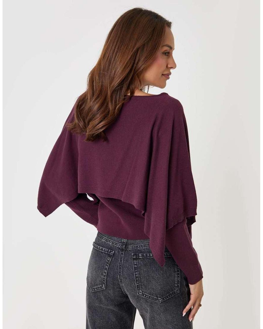 Threadbare Purple Long Sleeve Cape Top