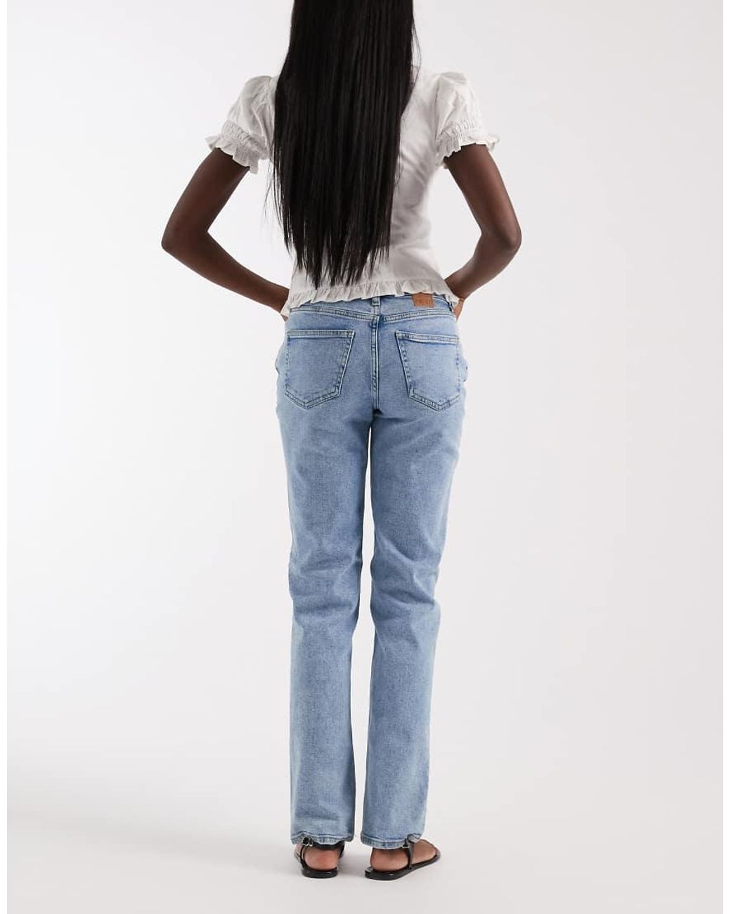 Pieces Blue Kelly Mid Waist Straight Leg Jeans