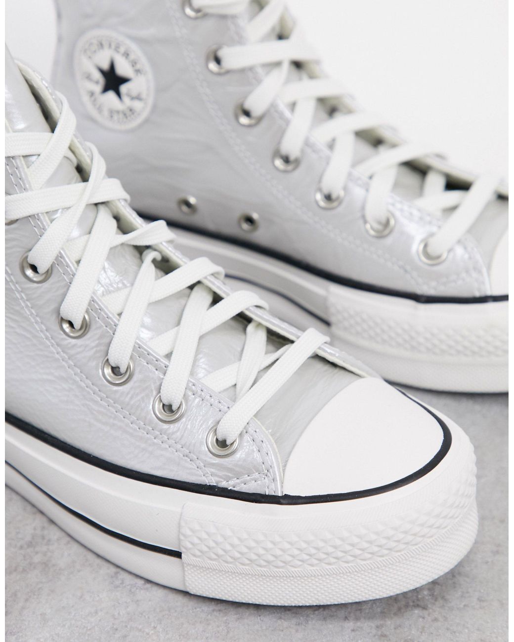 converse plateforme argenté