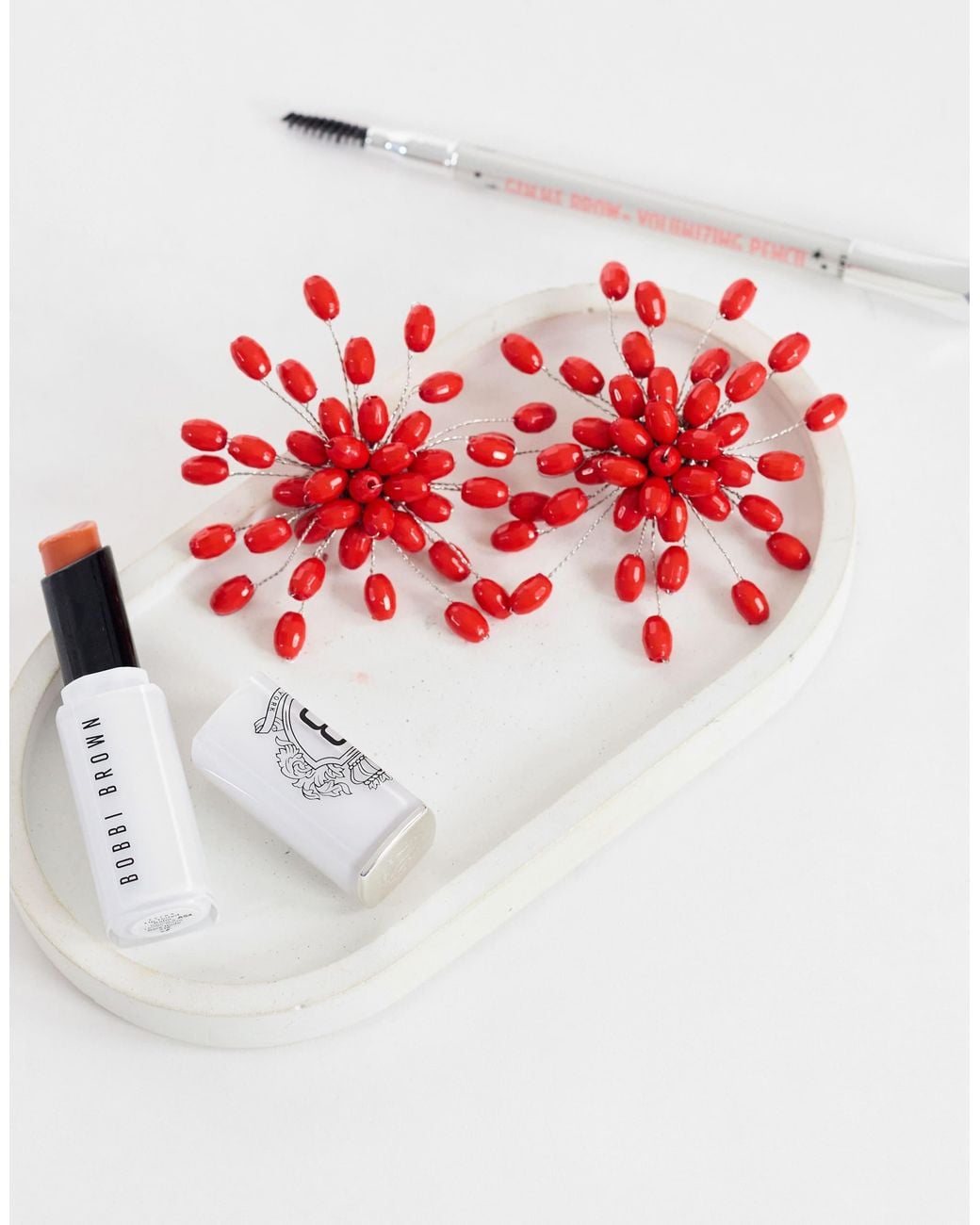 TOPSHOP Red Echo Statement Hand-Made Stud Earring