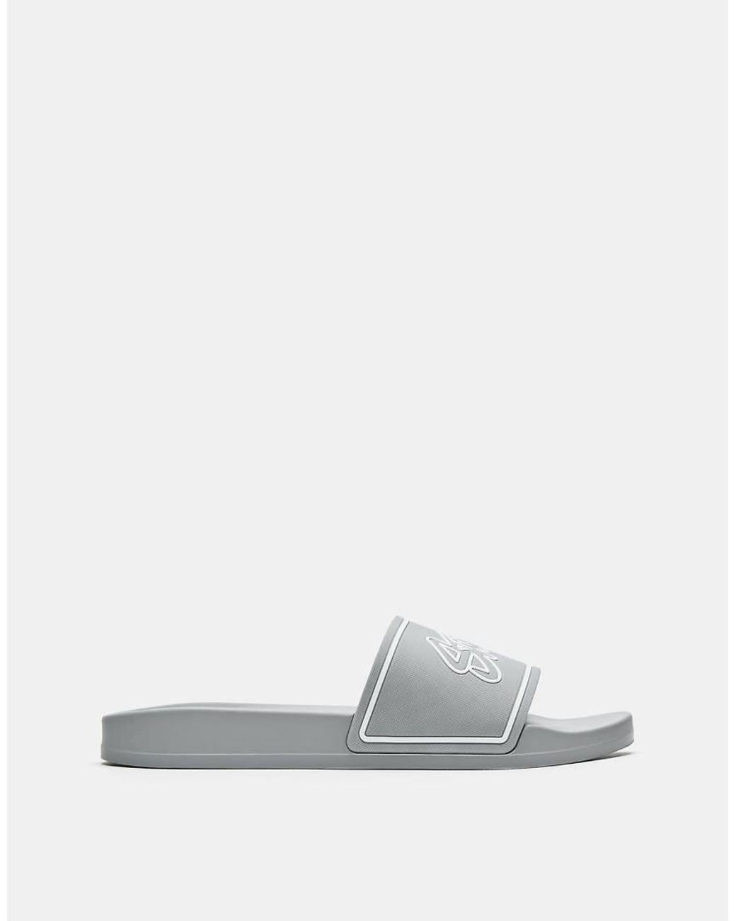 Pull&Bear Gray Stwd Rubberised Sandals for men