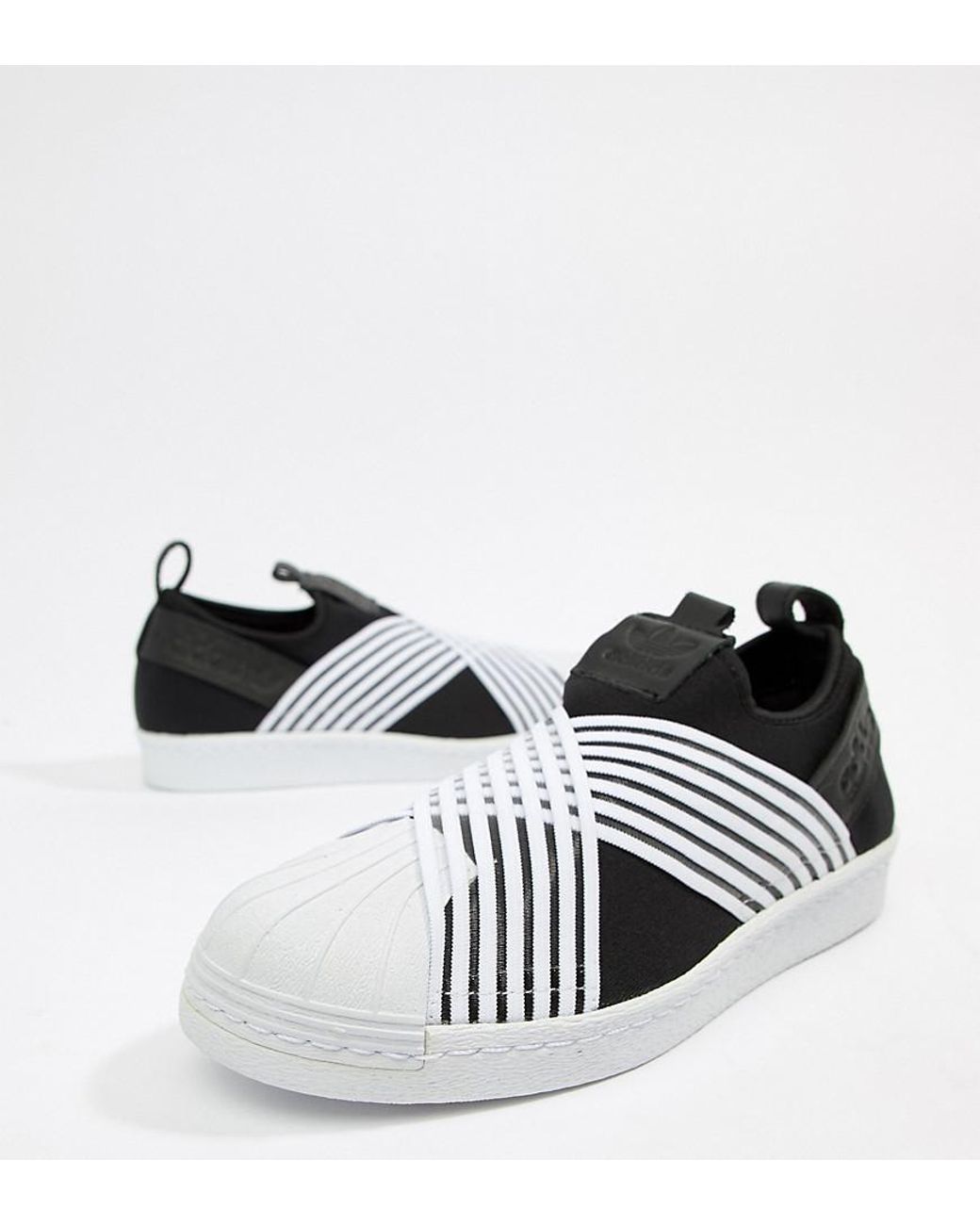 adidas Originals Superstar Slip On Sneakers In Black And White | Lyst