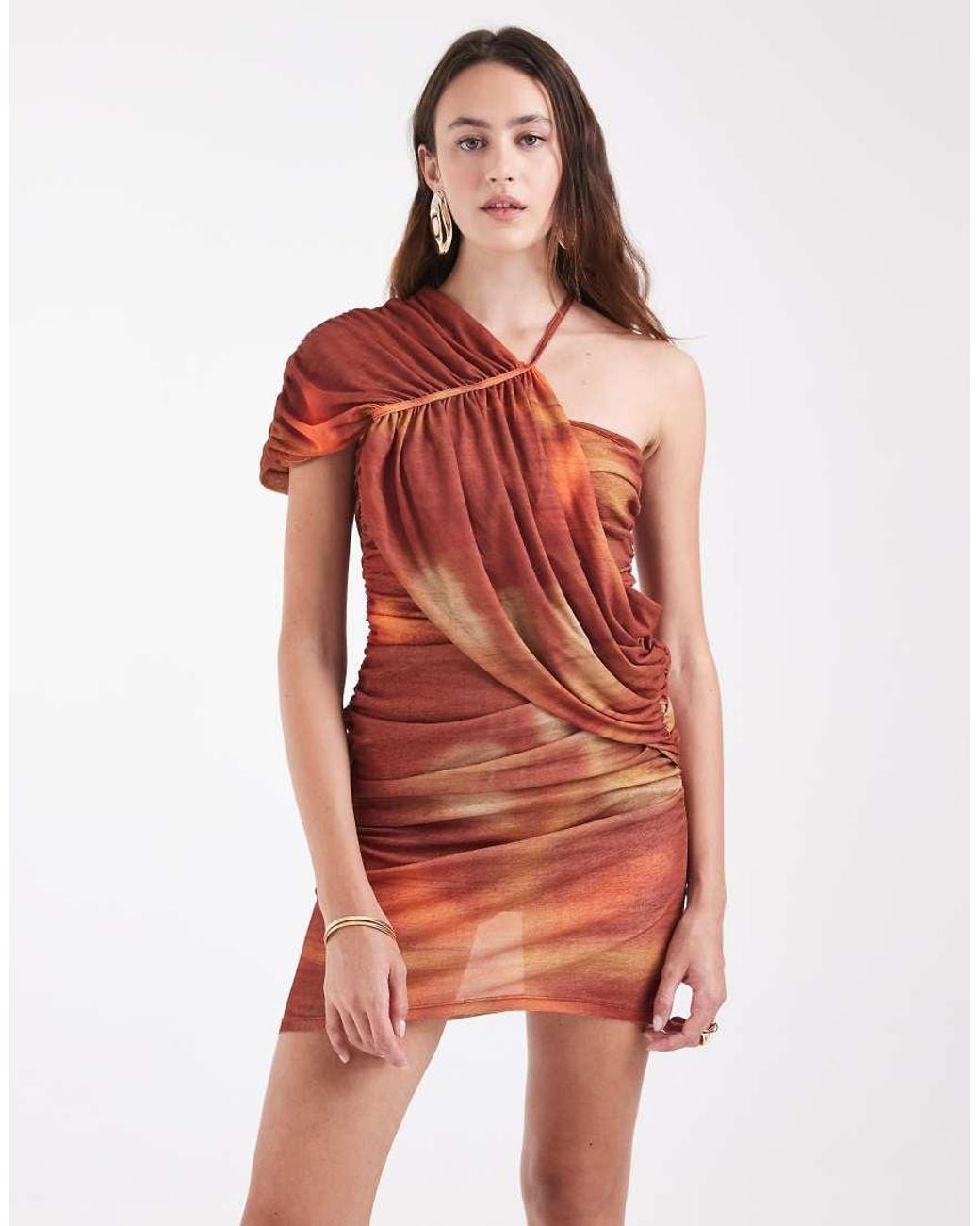 ASOS Red Abstract Printed Mini Dress
