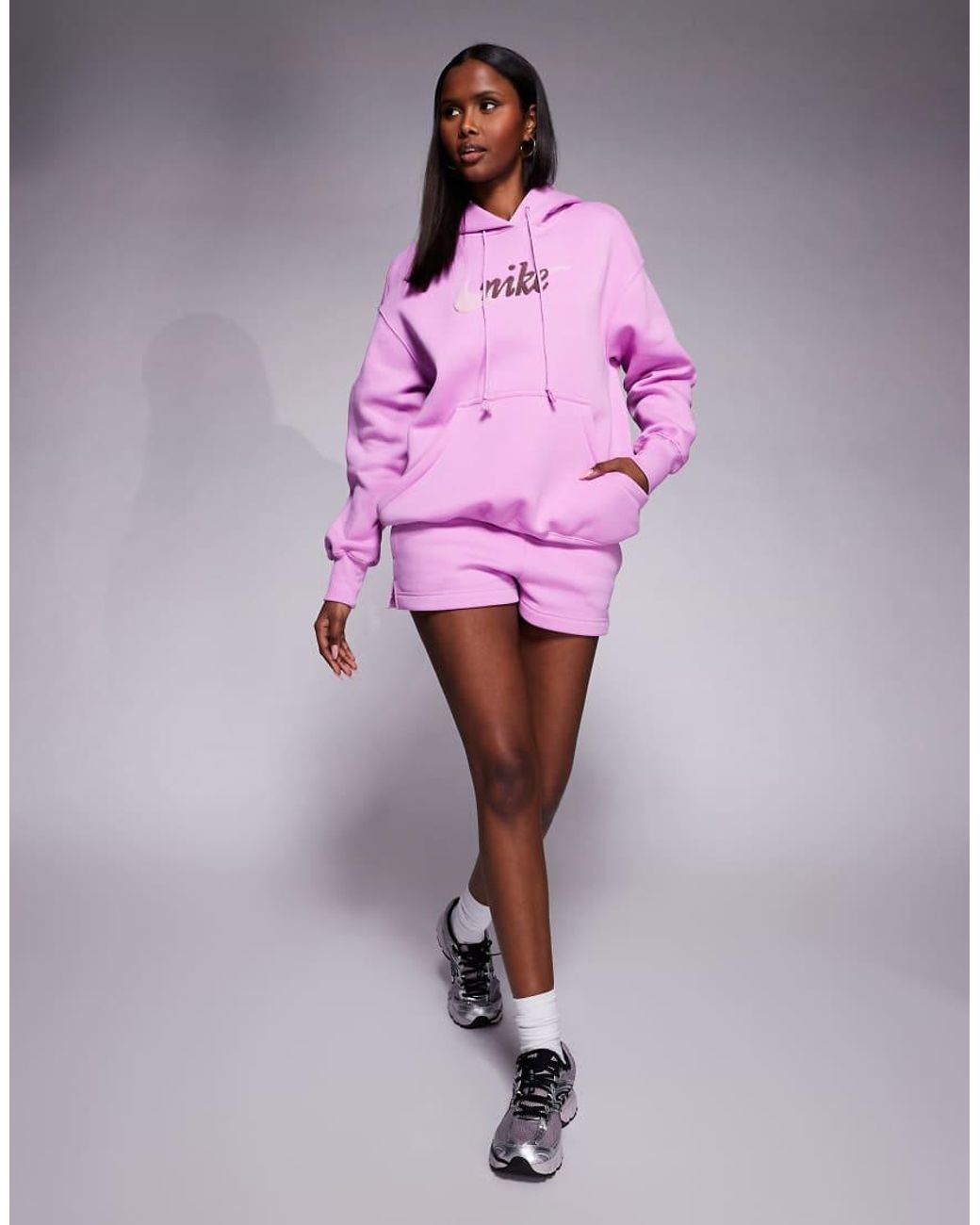 Nike Pink Phoenix Fleece Oversized Logo Hoodie