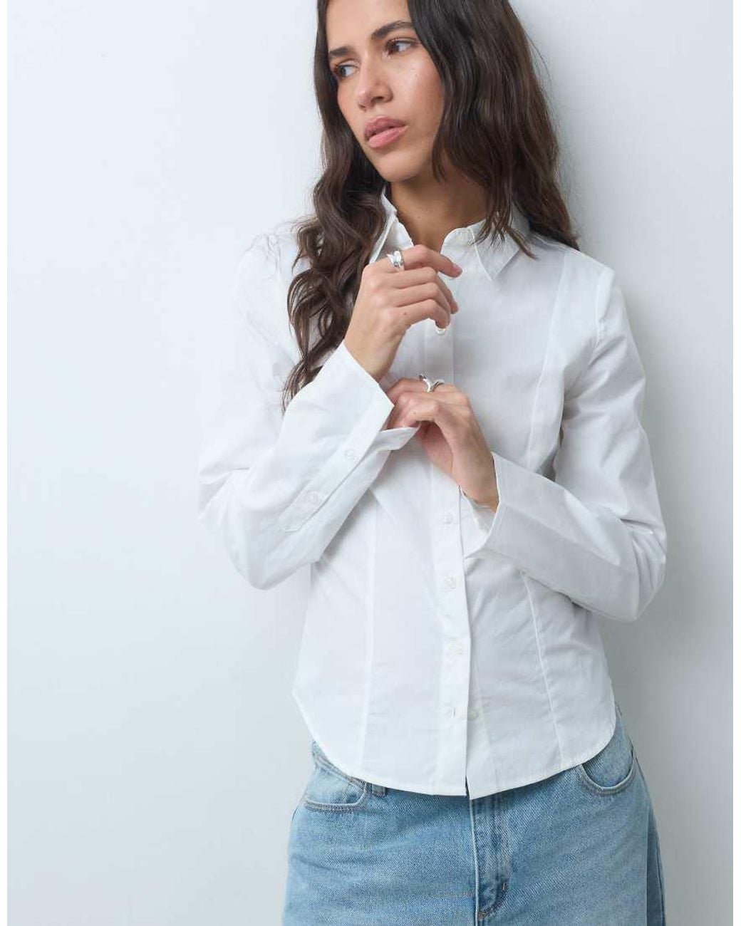 Noisy May White Fitted Shirt