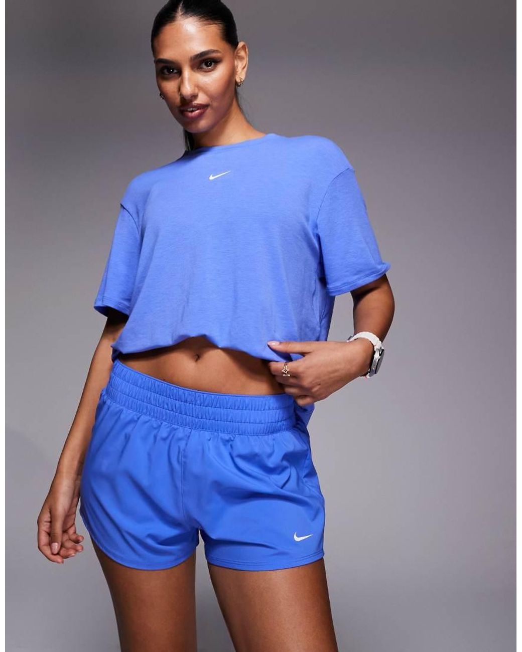 Nike Blue Nike One Training Dri-fit Mid Rise 3 Inch Shorts