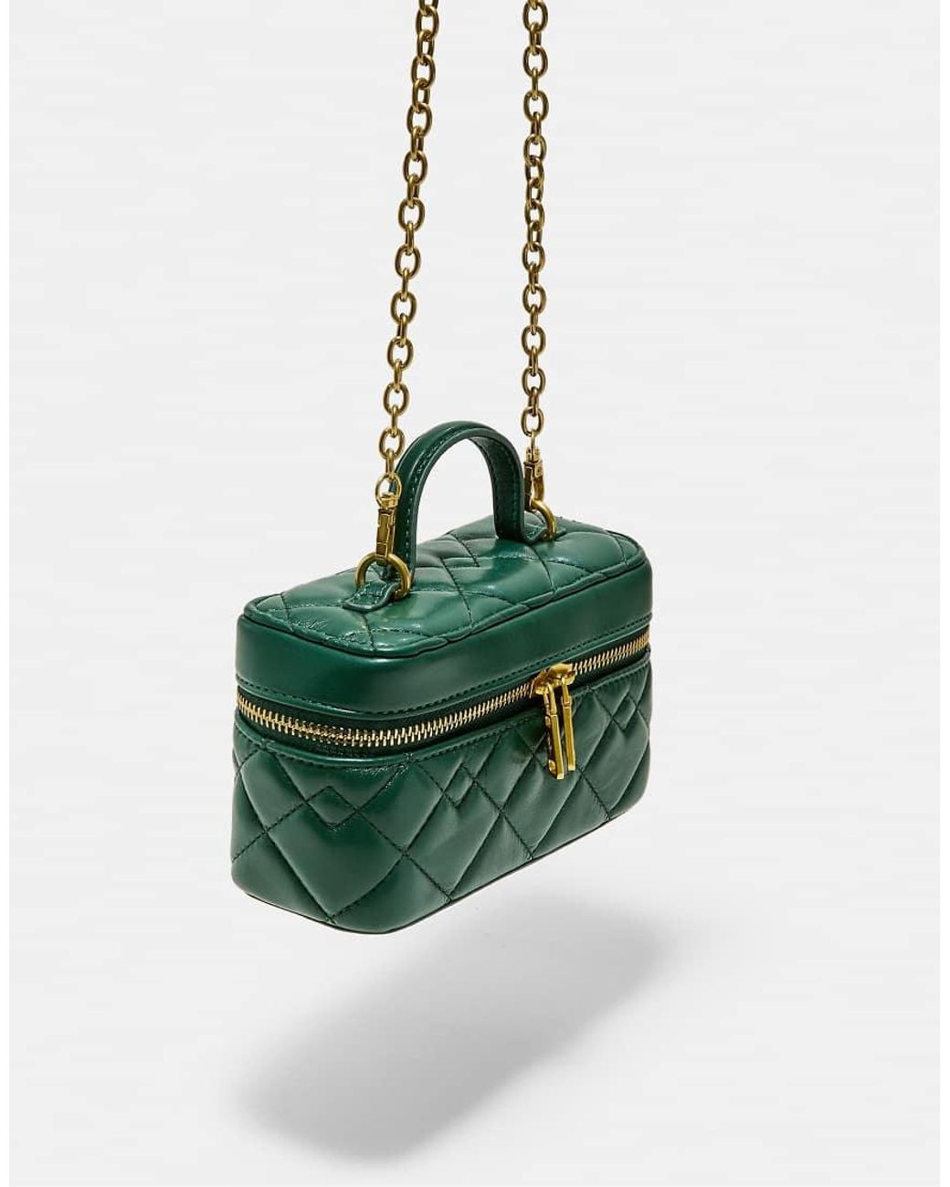 Stradivarius Green Quilted Crossbody Bag