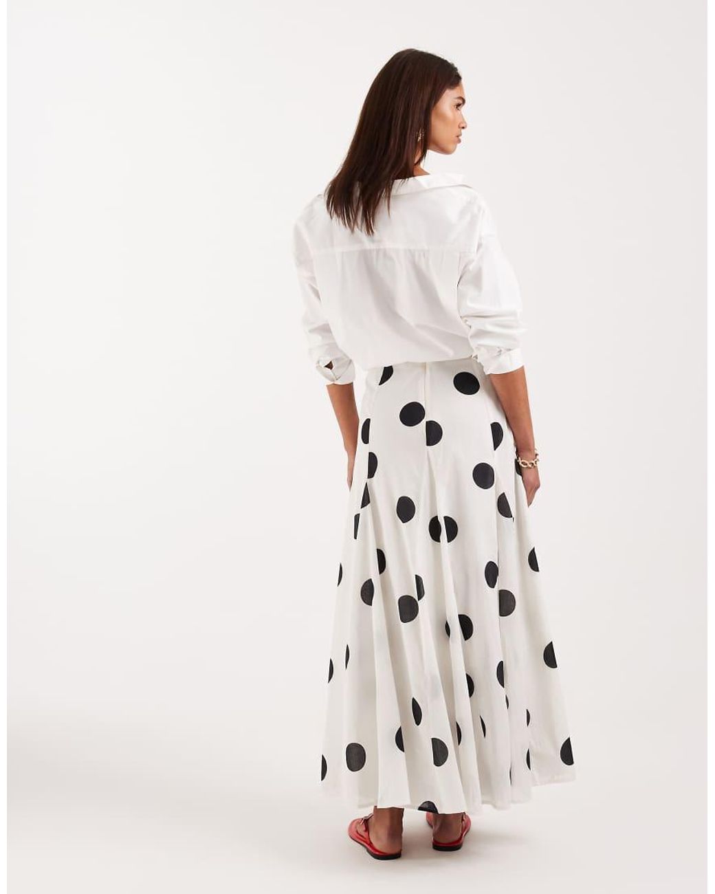 ASOS White Cotton Godet Maxi Skirt