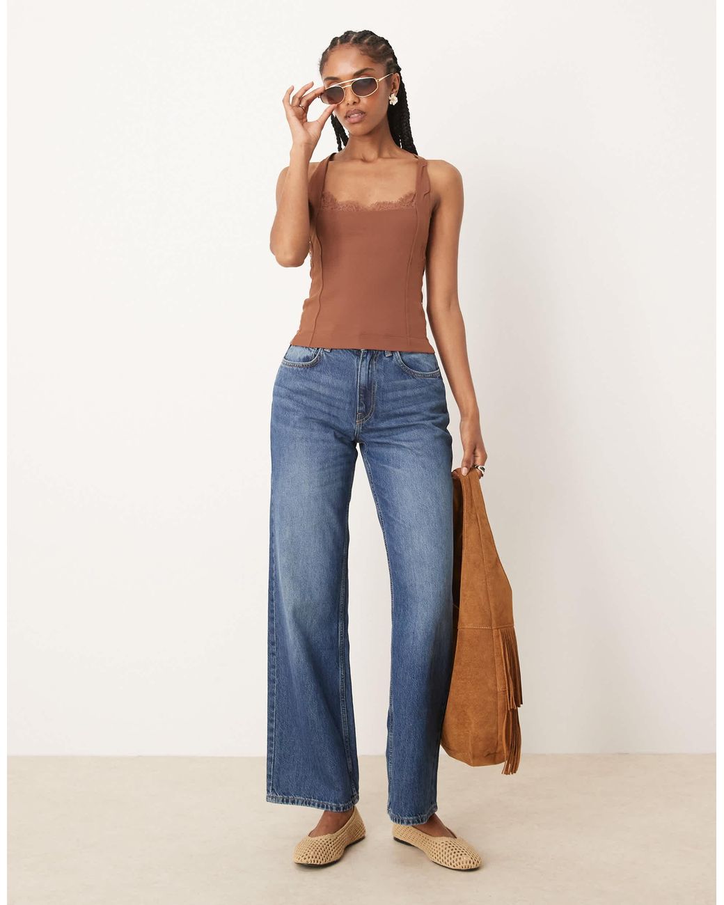 Free People Looking Good Lace Detail Cami Top in Blue | Lyst