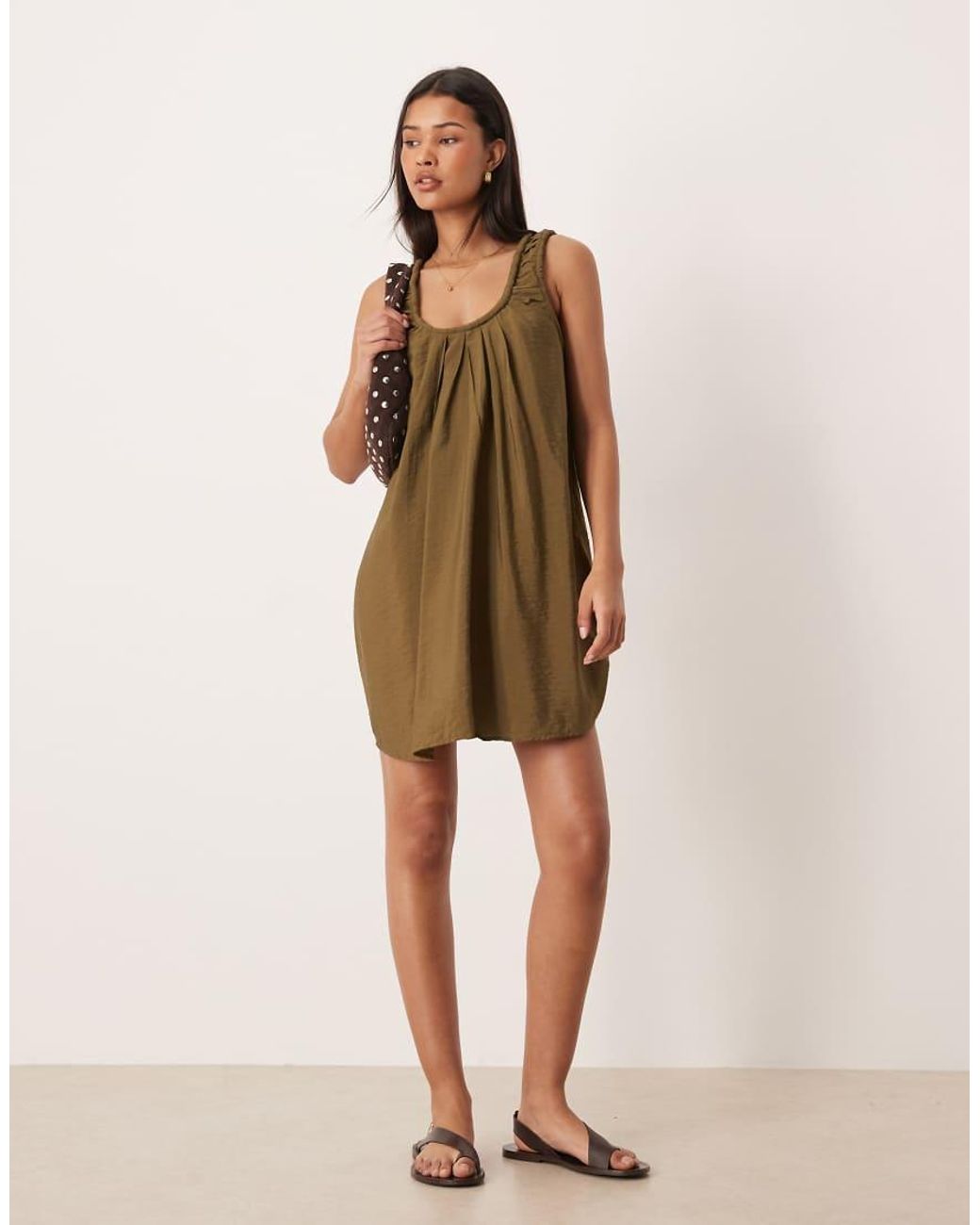 ASOS Green Ruched Neck Mini Sundress