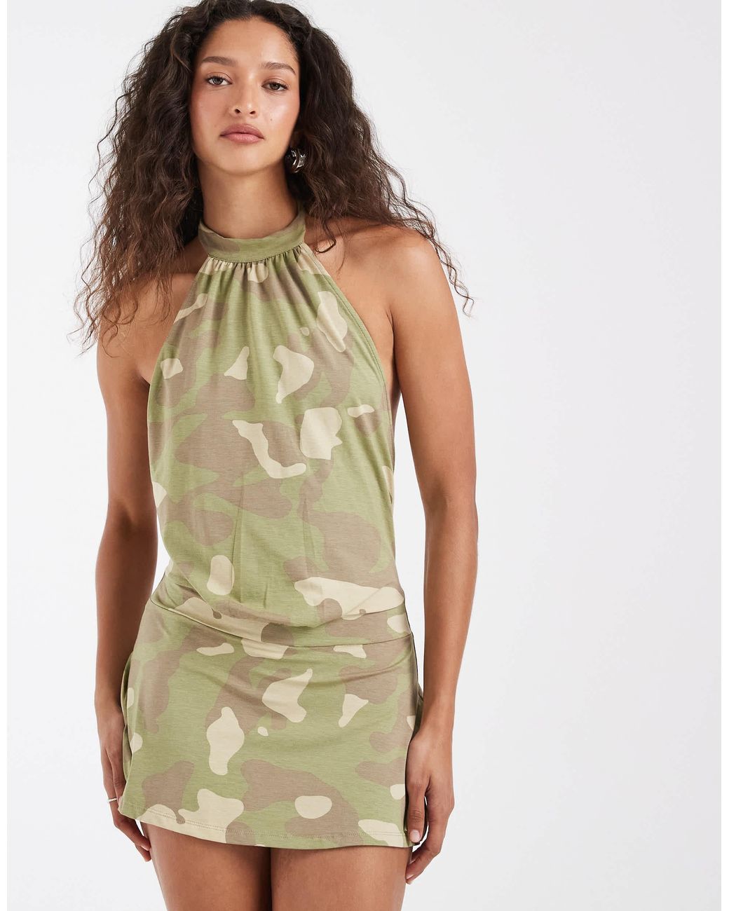 motel green dress Vaklina Halter Mini in Maternity dress