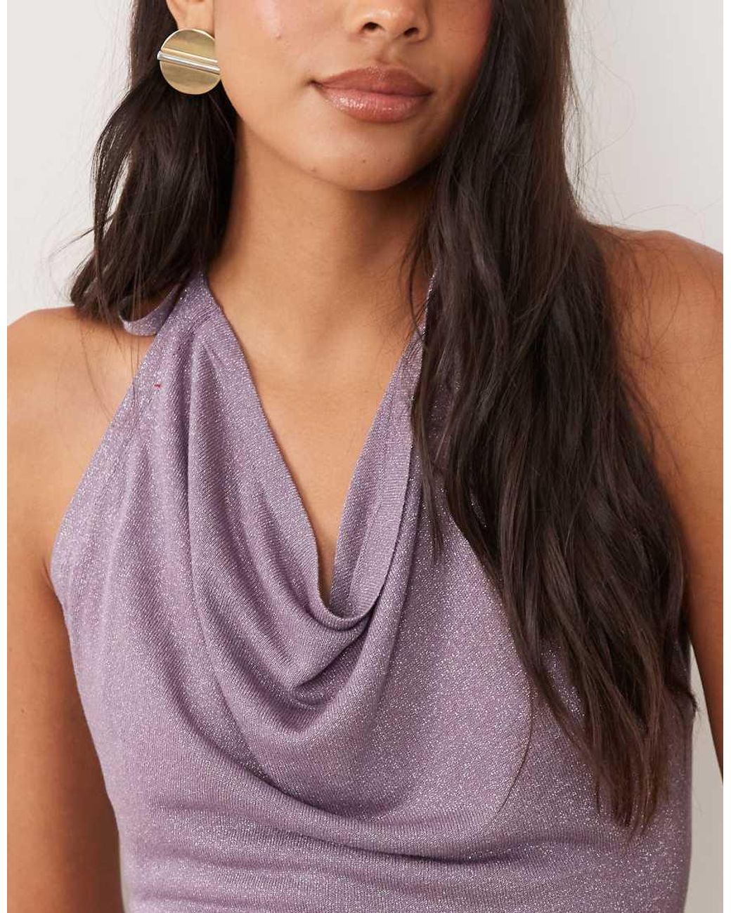 Miss Selfridge Multicolor Glitter Knit Halterneck Top