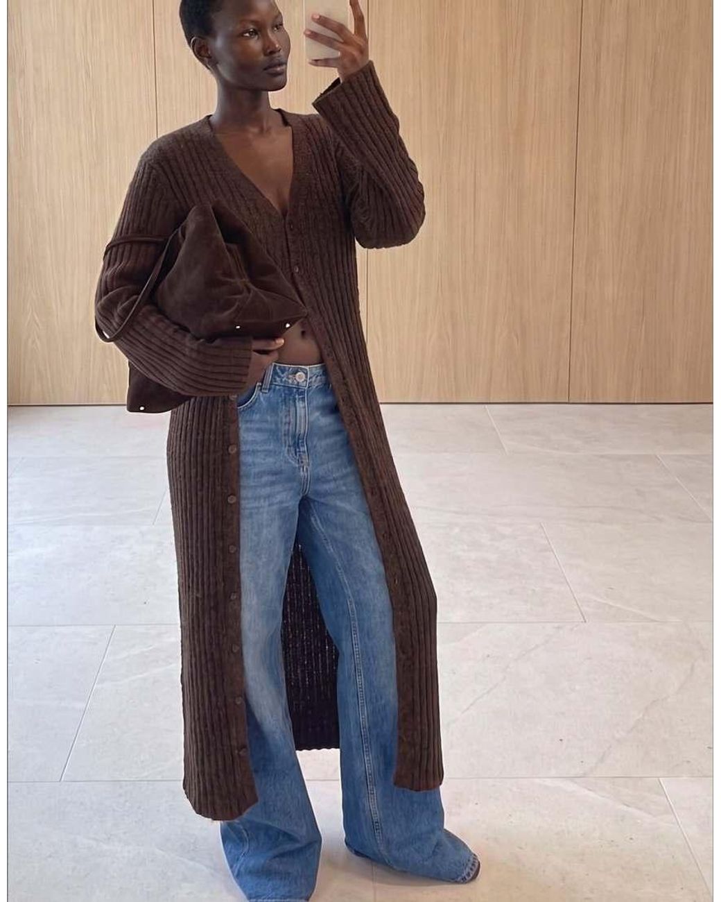 NA-KD Blue Knitted Wool Blend Cardigan Maxi Dress