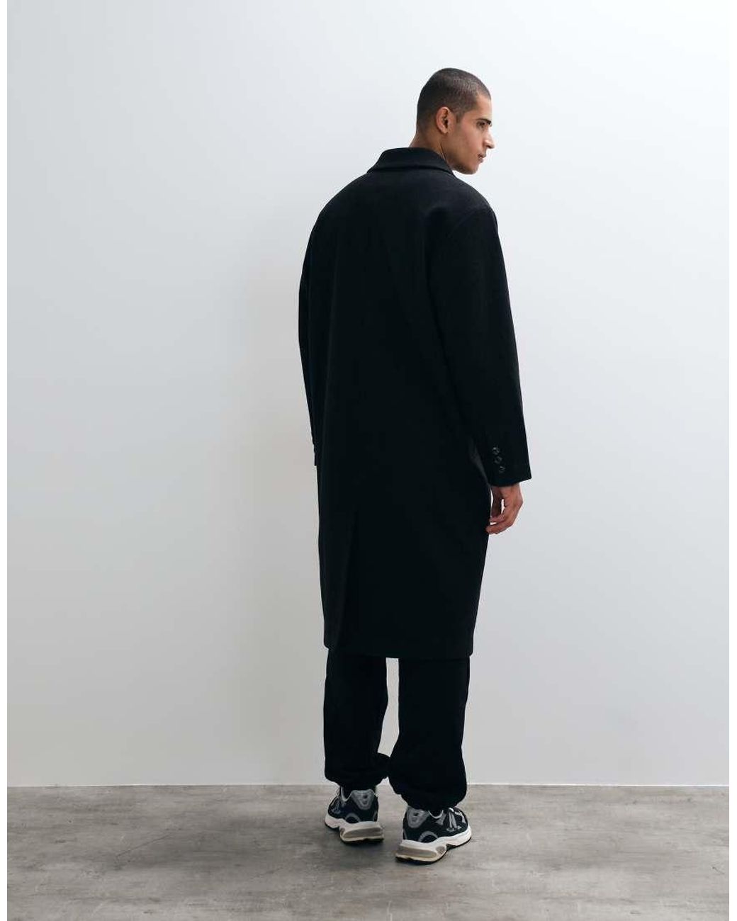 ASOS Blue Wool Look Oversized Overcoat for men
