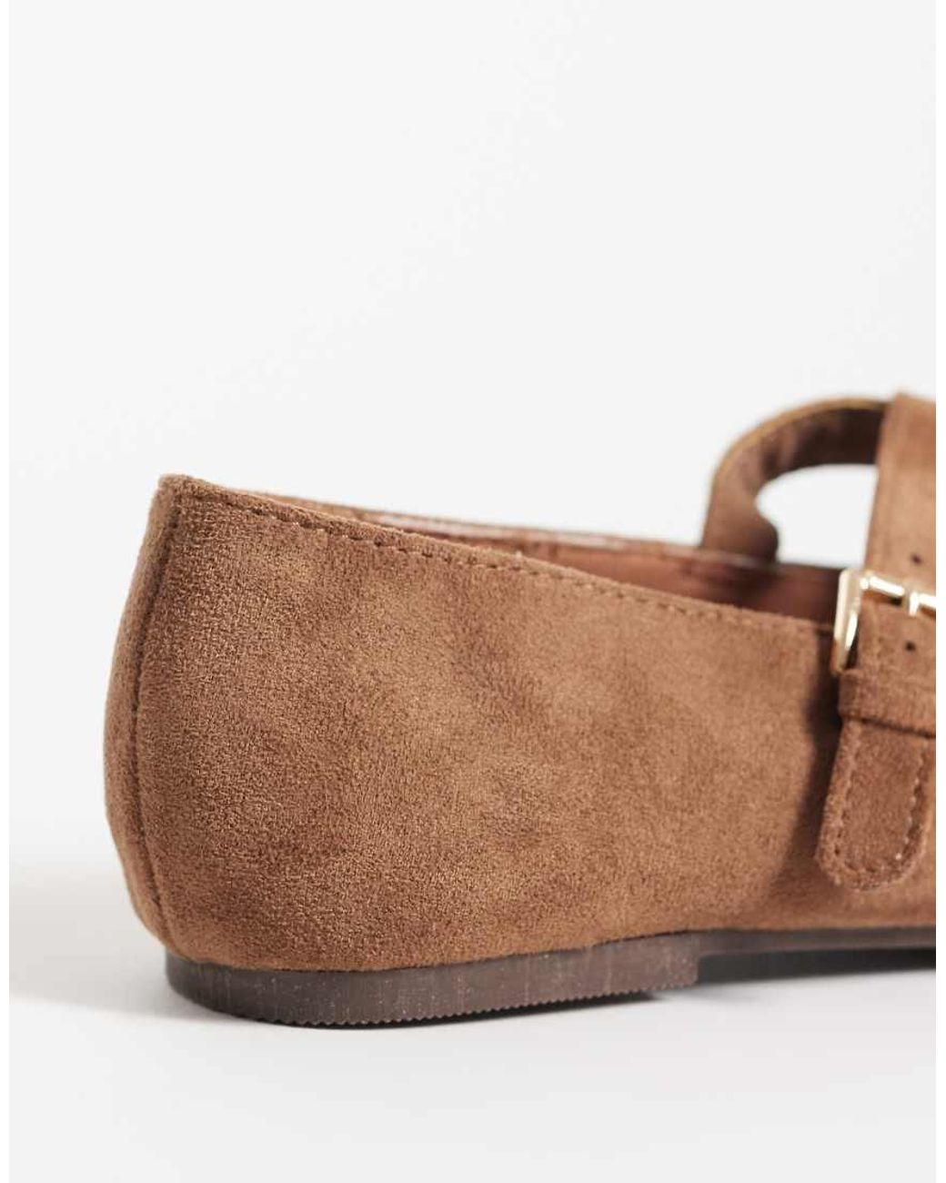 New Look Brown Suedette Cross Strap Mary Jane