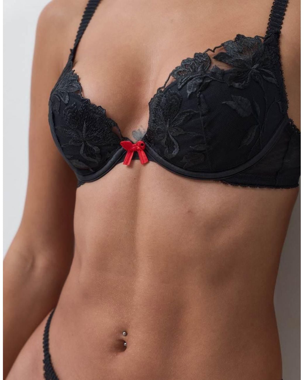 Ann Summers Brown Noir Desire Floral Embroidery Padded Plunge Bra