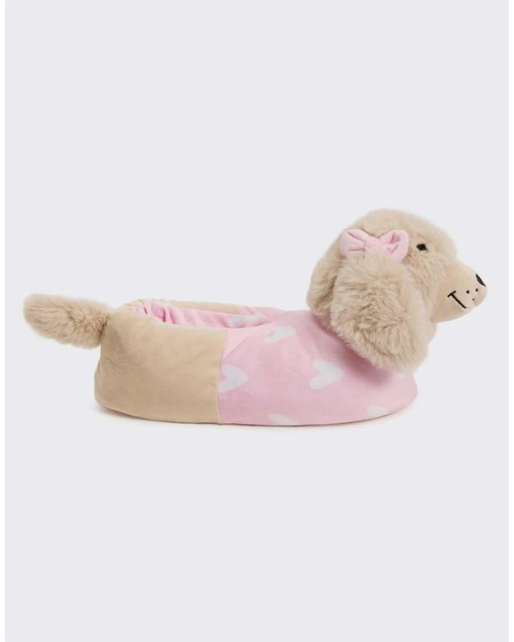 Boux Avenue Pink Sausage Dog Plush Novelty Slippers Super Soft Loungewear