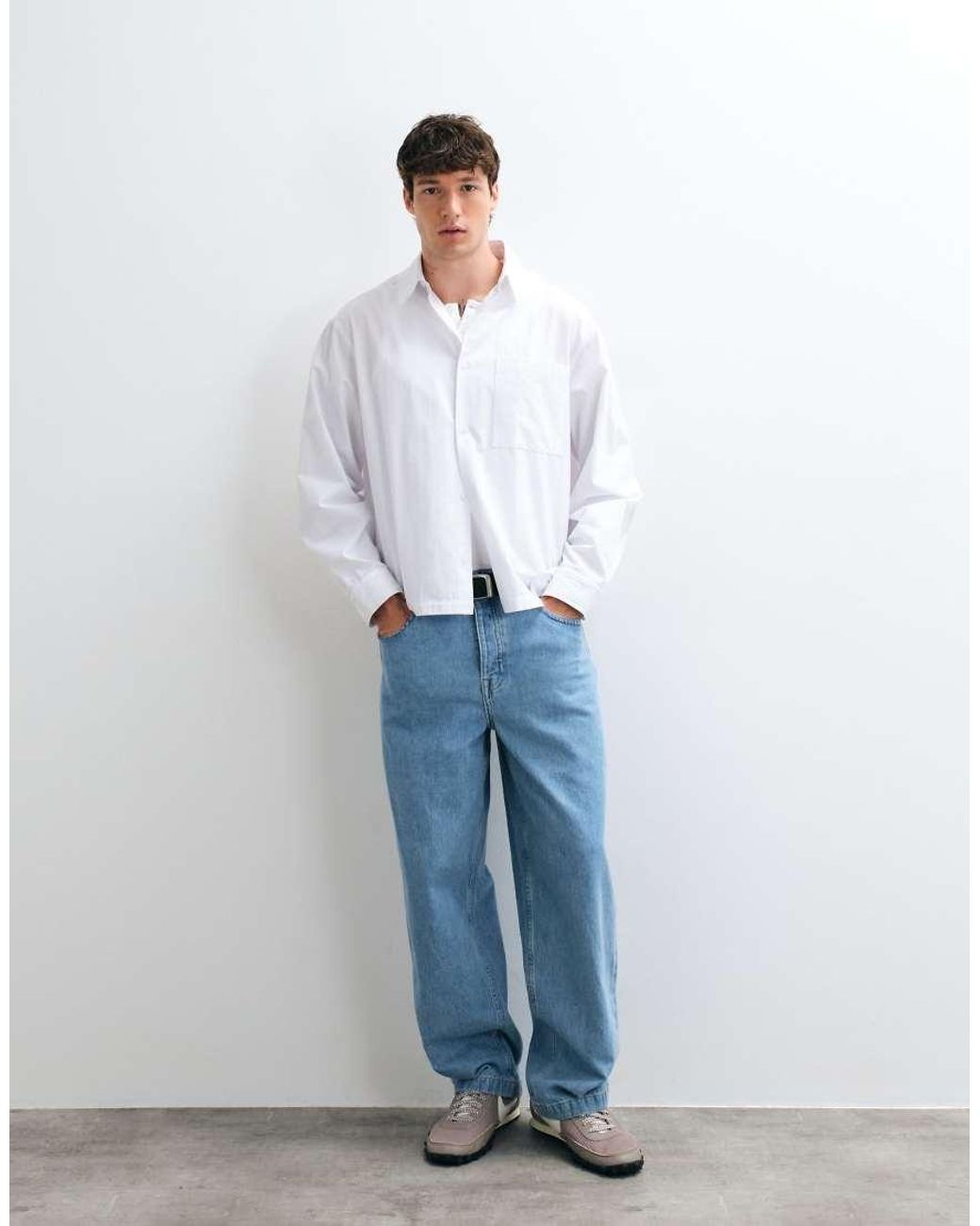 ASOS White Boxy Oversized Poplin Shirt for men