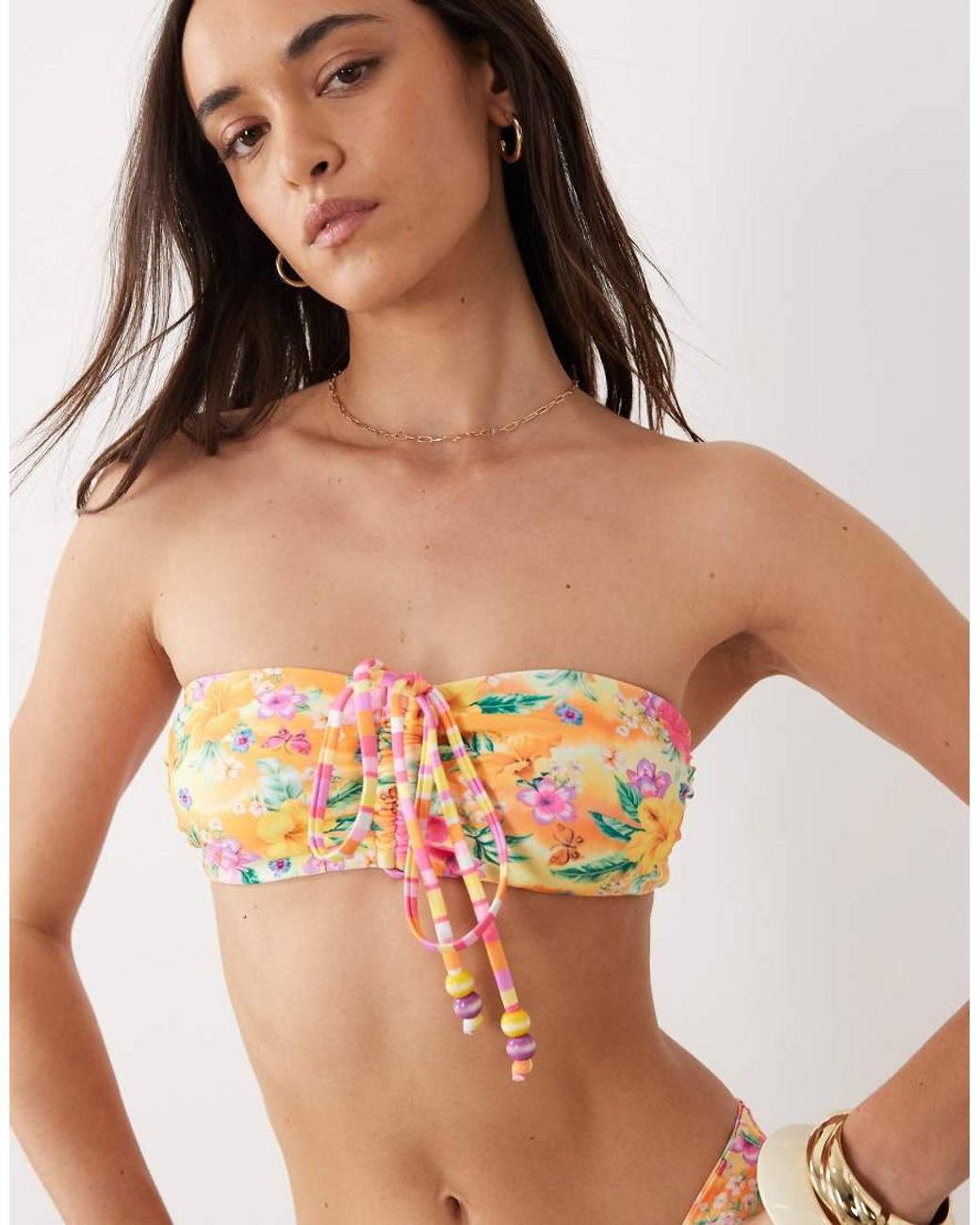 Kulani Kinis Orange Peachy Pocket Bandeau Bikini Top