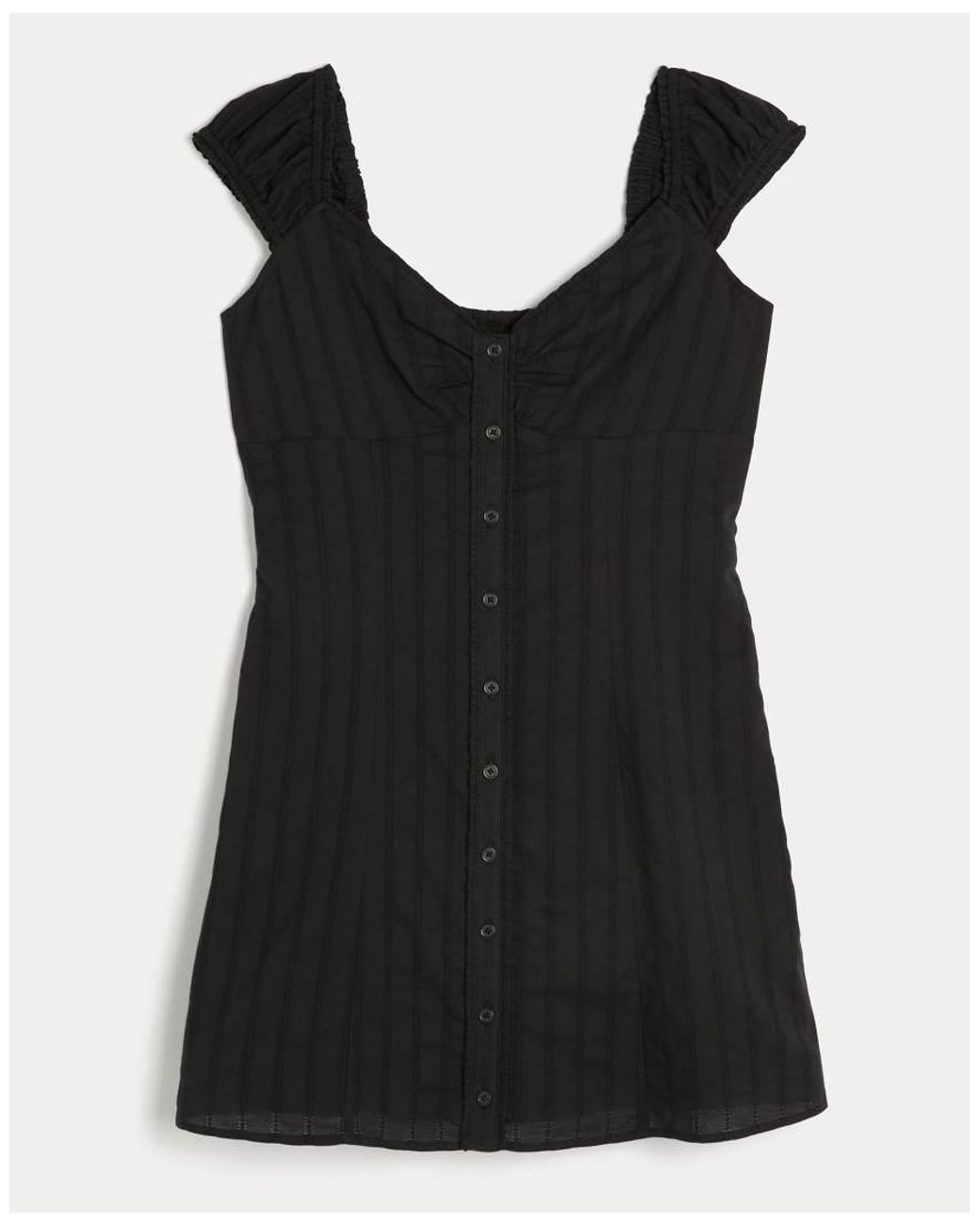 Hollister Black Cap Sleeve Button Mini Dress