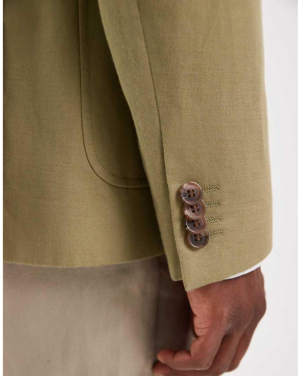 ASOS Natural Mix & Match Linen-rich Slim Suit Jacket for men