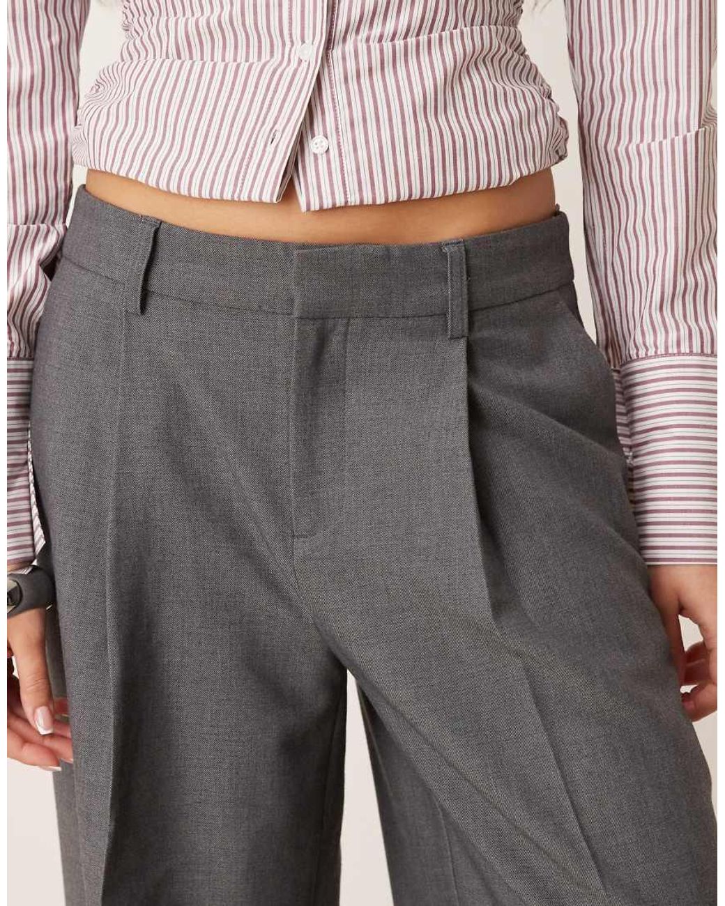 Gina Tricot Gray Wide Pleated Trousers