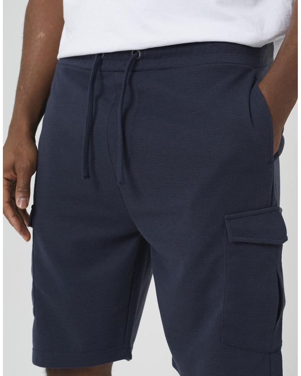 Brave Soul Blue Textured Cargo Shorts for men