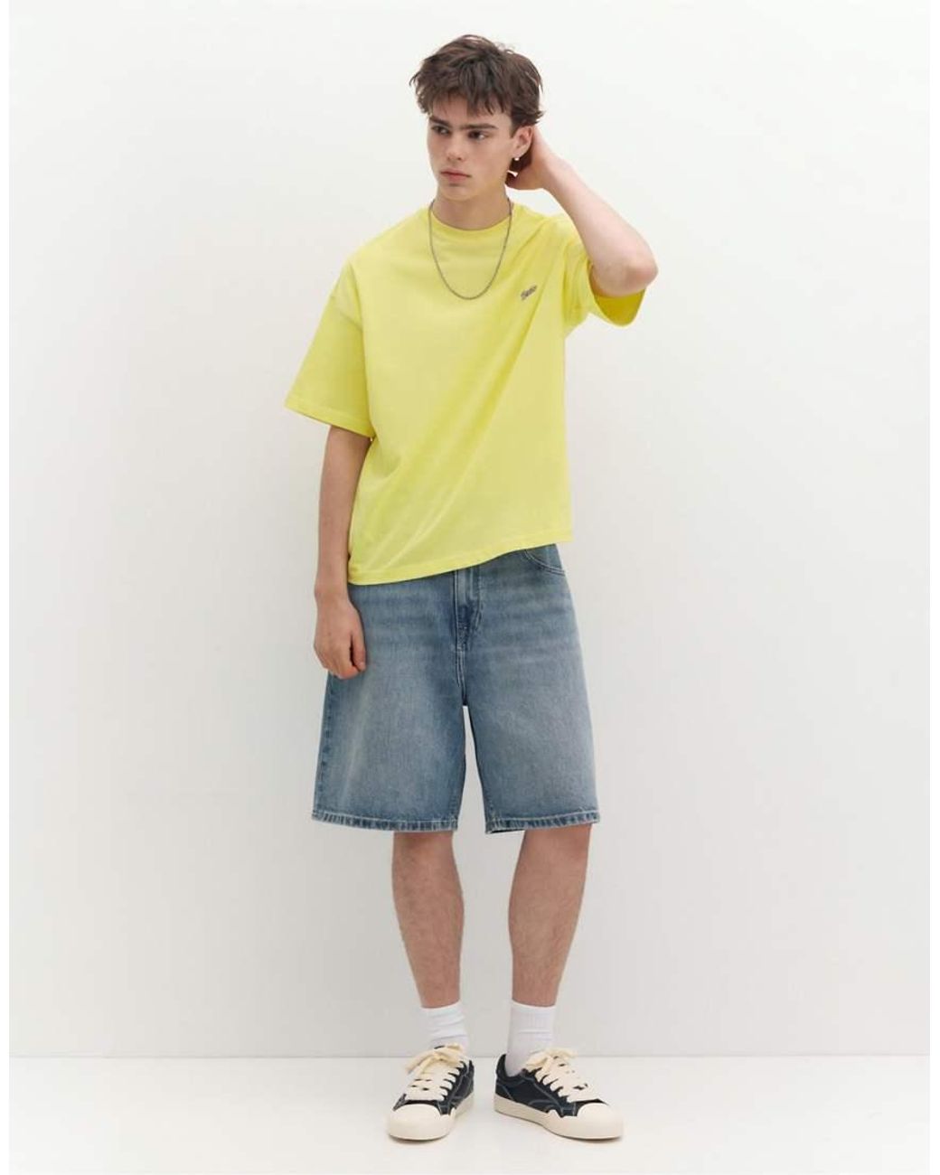 Pull&Bear Yellow Stwd Logo Boxy T-shirt for men