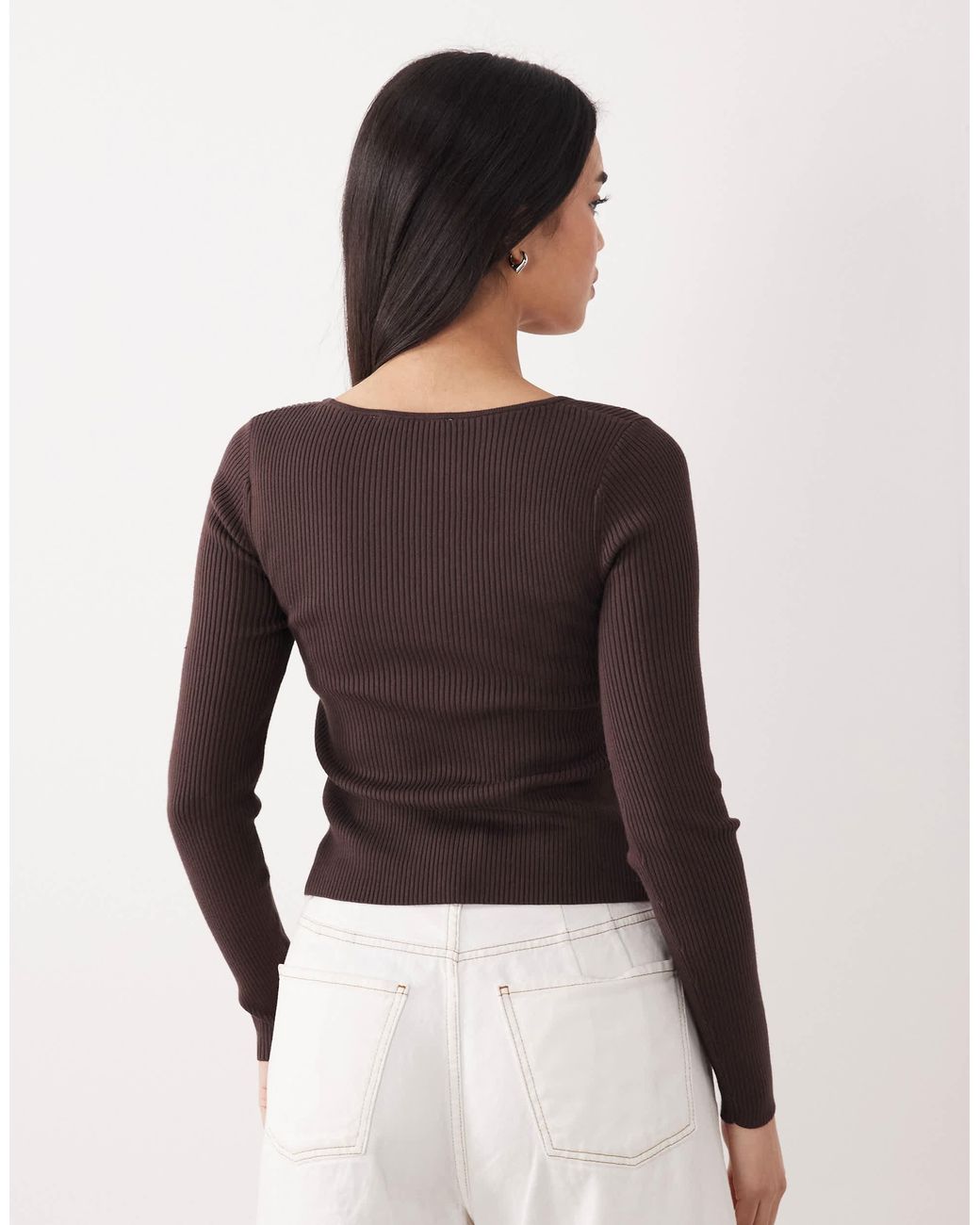 Abercrombie & Fitch Black – langärmliges, geripptes strickoberteil