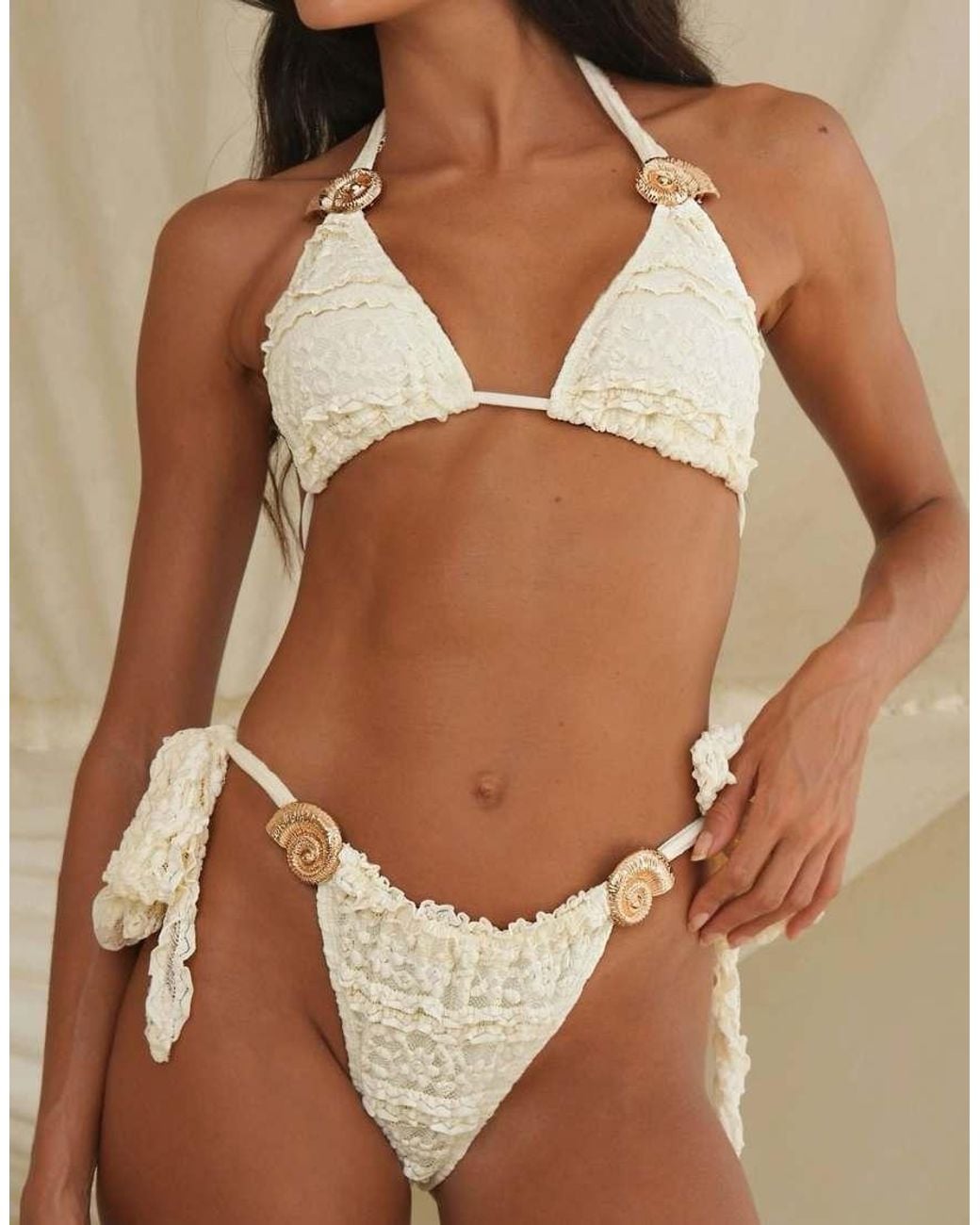 Moda Minx Brown Montauk Tie Side Brazilian Bikini Bottom