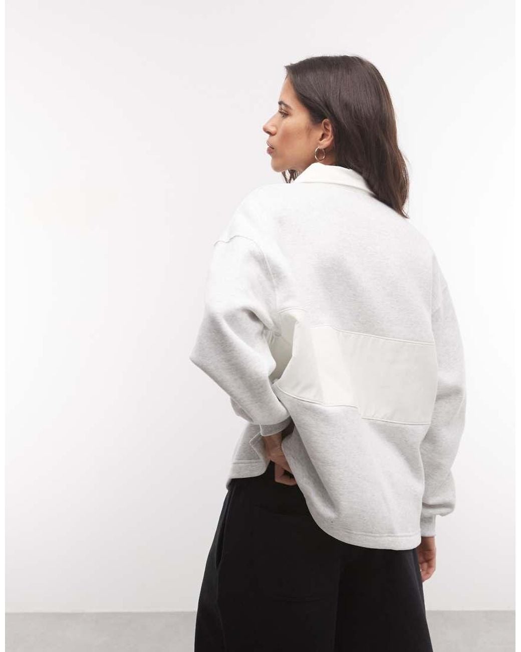Nike White Studio Fleece Mid-Weight Oversized Rugby Sweat