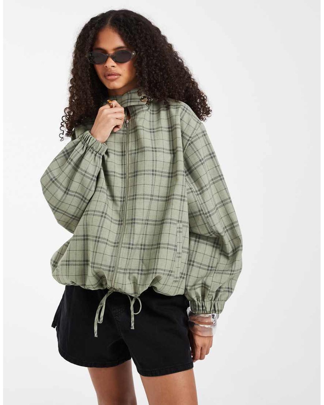 ASOS Gray Casual Harrington Jacket With Funnel Neck
