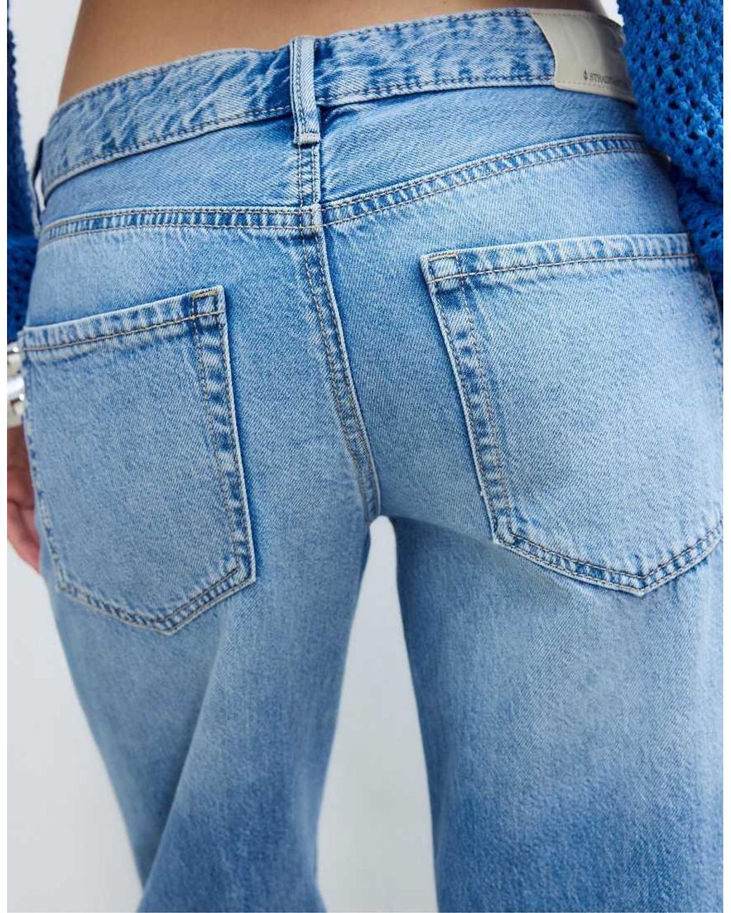 Stradivarius Blue D91 Low Wide-Leg Jeans