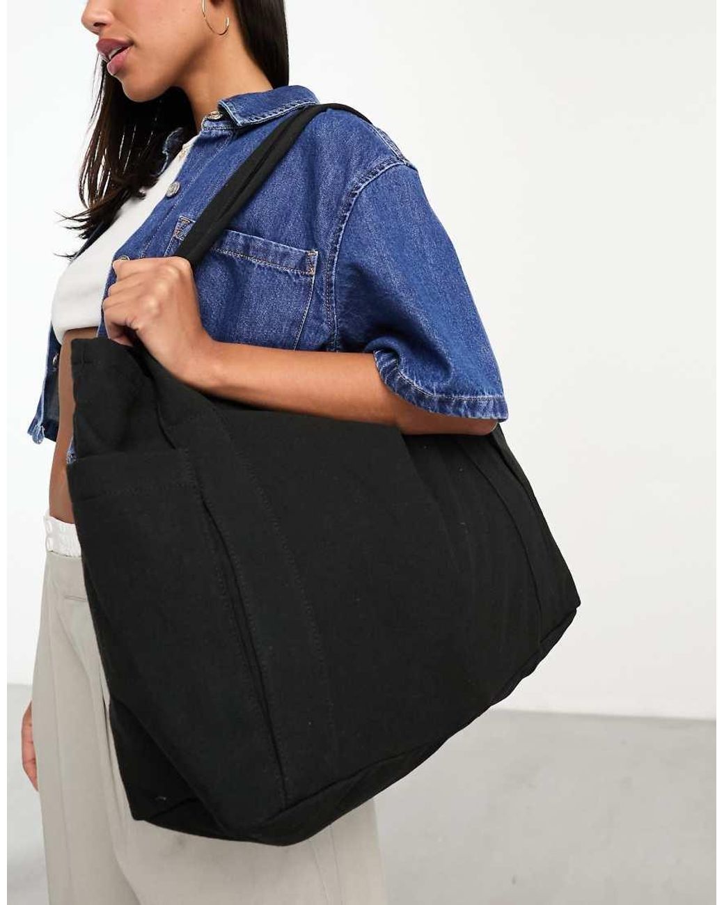 ASOS Black Oversized Heavyweight Canvas Tote Bag