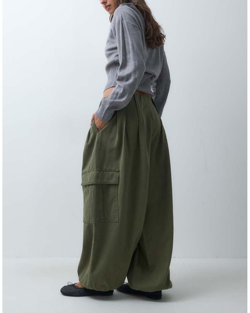 ASOS Green Cargo Balloon Trousers Khaki