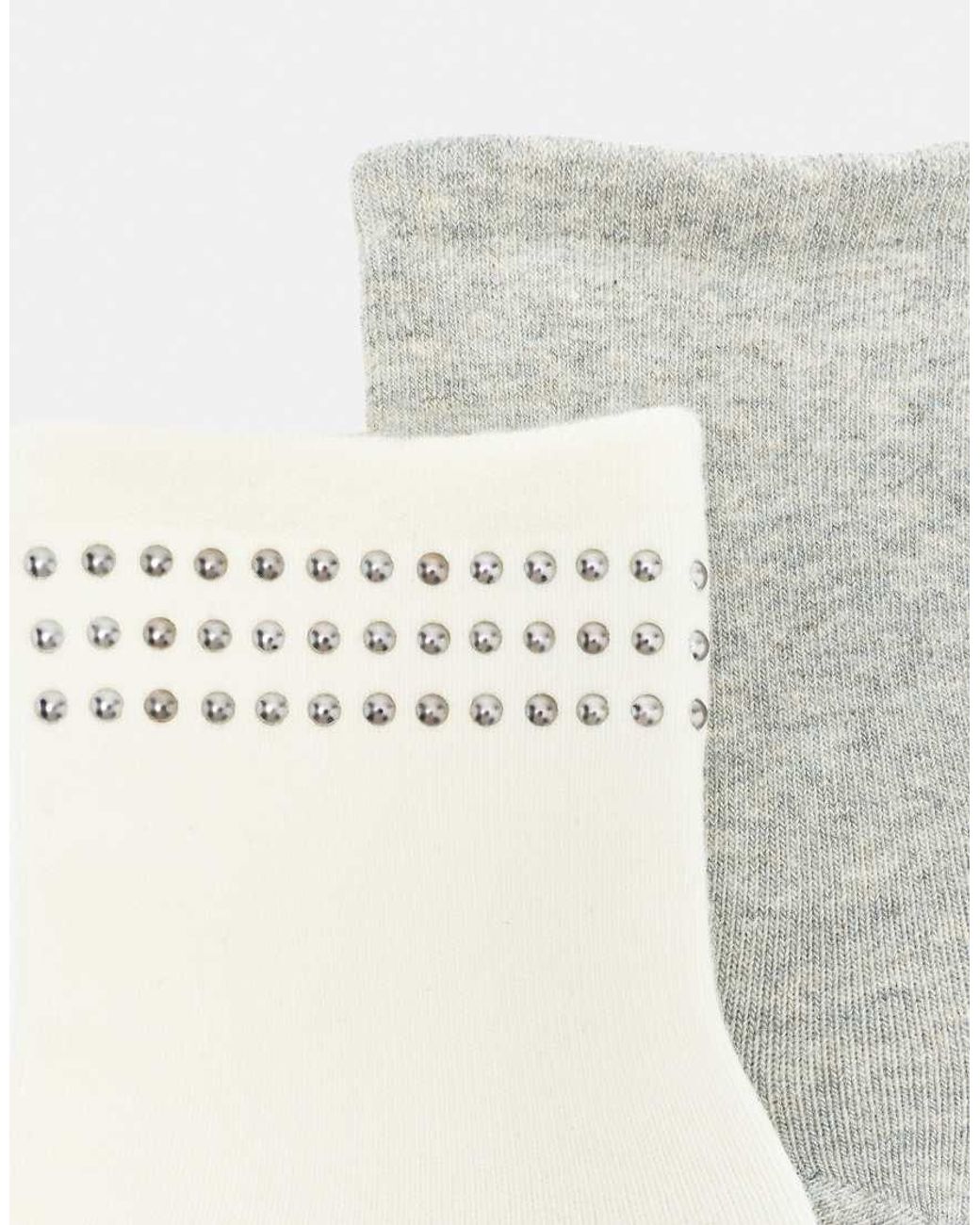 Pull&Bear White Studded Socks