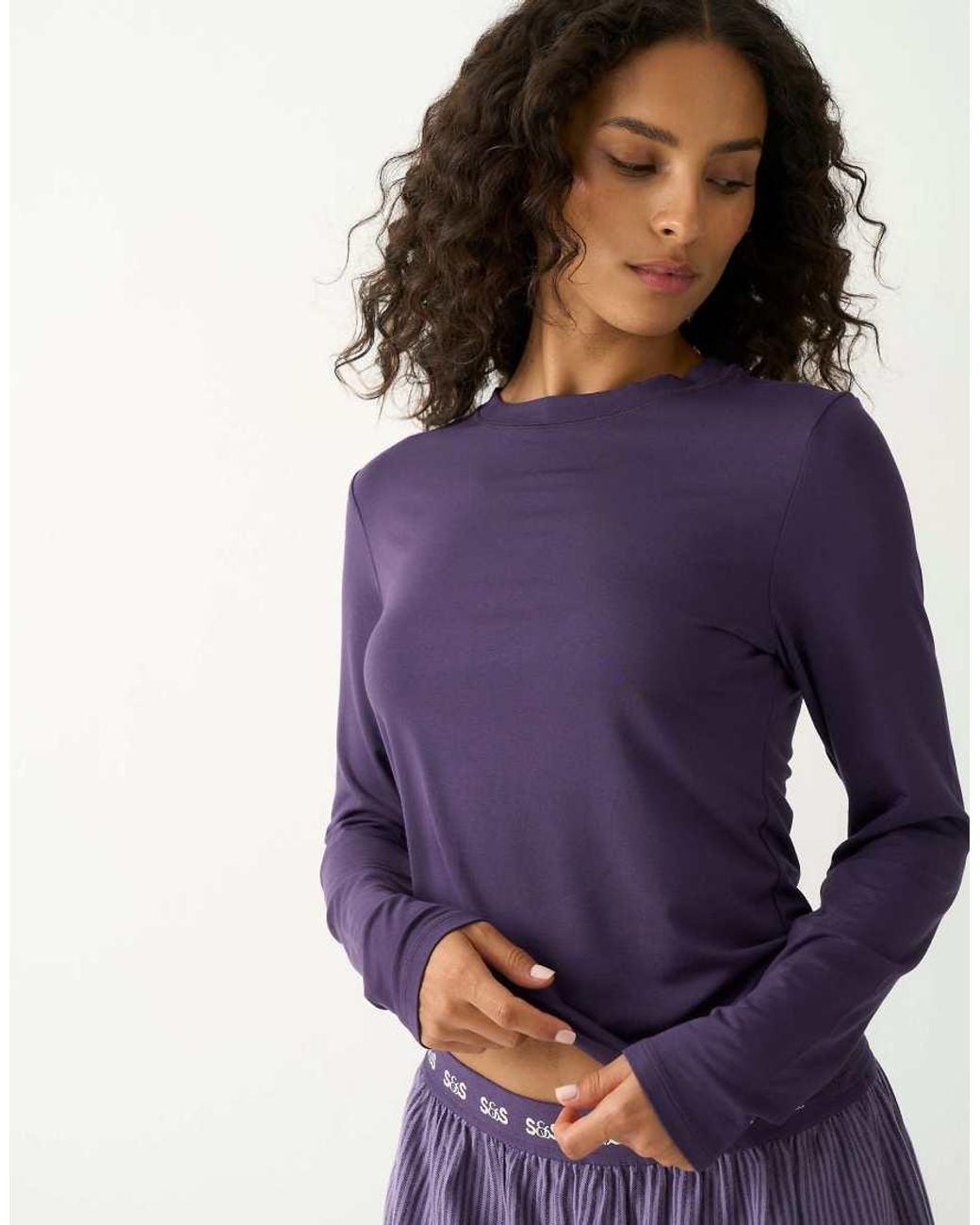Stripe & Stare Purple Long Sleeve Under Layer Top