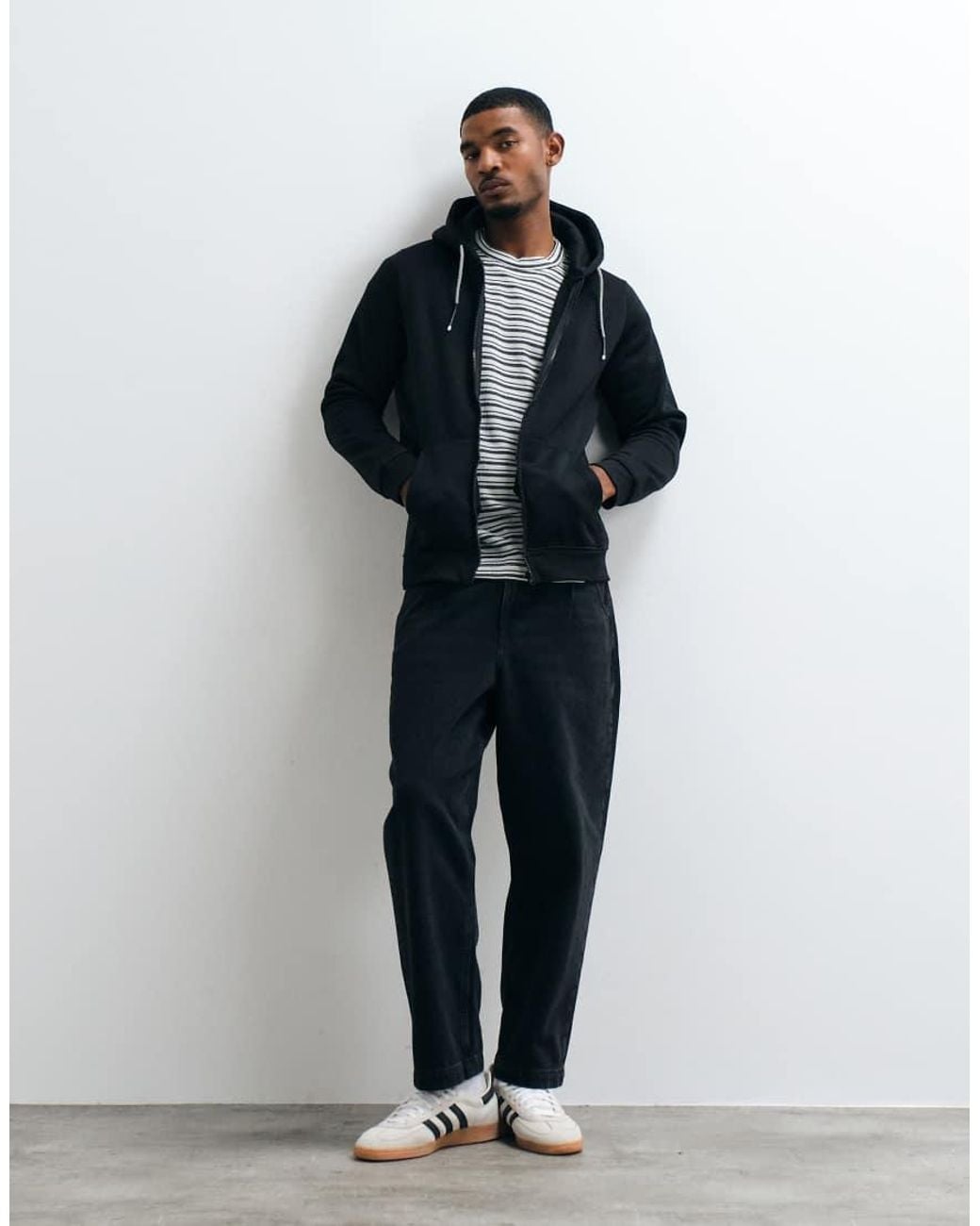 Brave Soul Blue Zip Through Hoodie With Drawcords for men